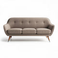Mid-century modern sofa in brown fabric with wooden legs 180 x 80 x 70cm