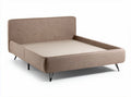 Fabric upholstered bed frame with mattress support in beige color 200 x 160 x 30cm