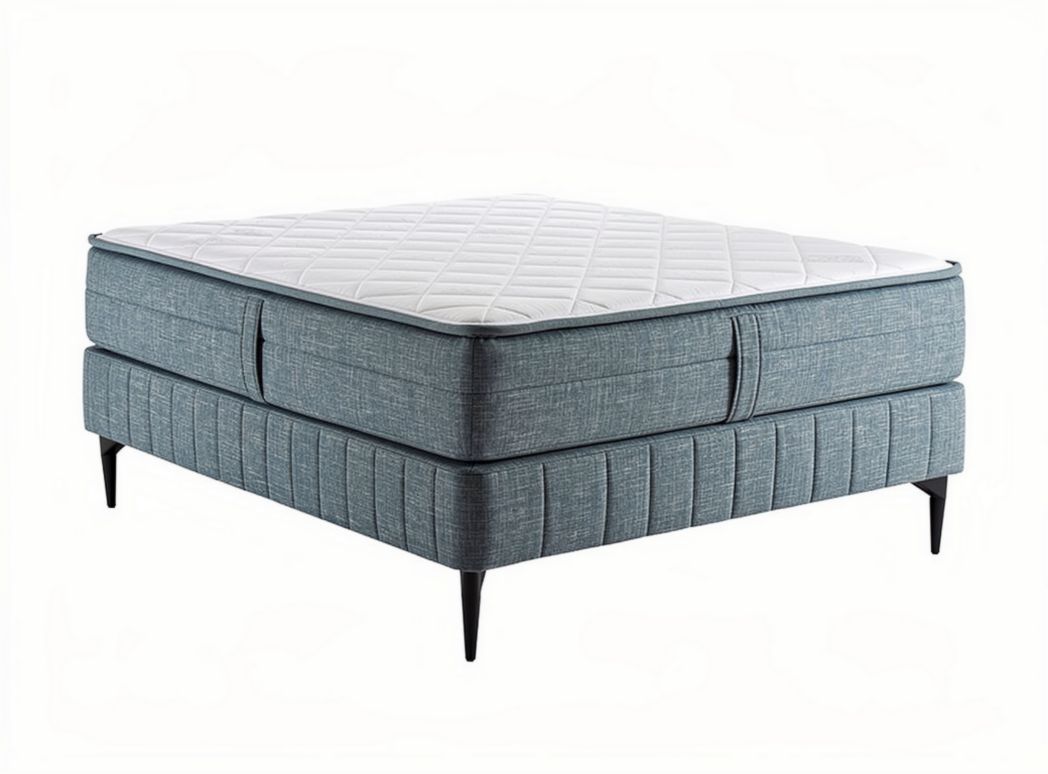 Hybrid mattress with quilted top and upholstered base in grey 200 x 160 x 30cm