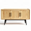 Wooden sideboard with three doors and black metal legs 120 x 40 x 80cm