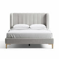Upholstered bed frame with headboard in light gray fabric king size 200 x 160 x 120cm