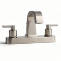 Brushed nickel bathroom faucet with dual lever handles and modern design