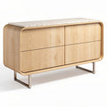 Wooden sideboard with six drawers and stone top 150 x 45 x 75cm
